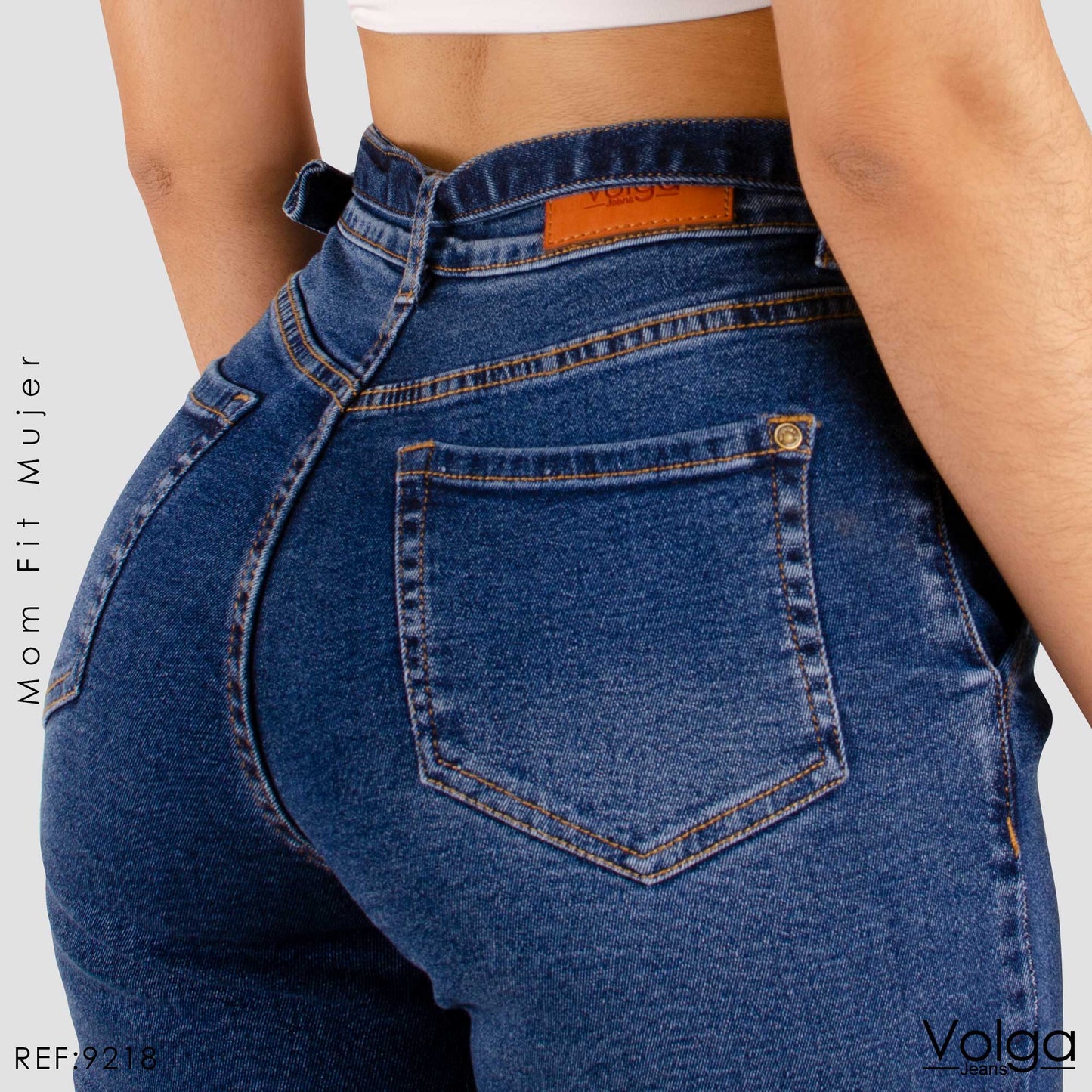 JEANS MUJER MOM FIT TIRO ALTO CON CORREA 9218