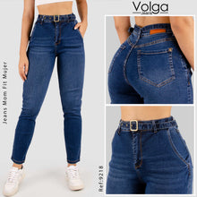 Cargar imagen en el visor de la galería, JEANS MUJER MOM FIT TIRO ALTO CON CORREA 9218
