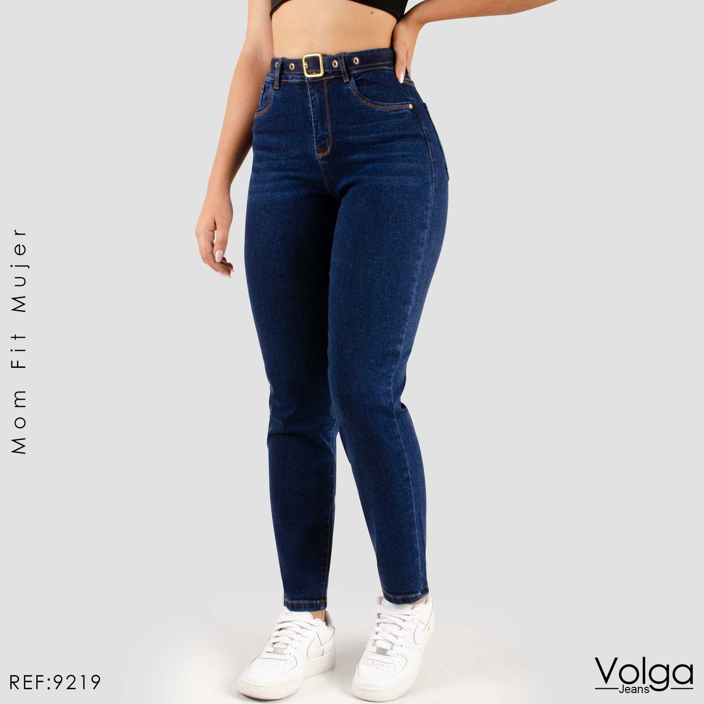JEANS MUJER MOM FIT TIRO ALTO CON CORREA 9219