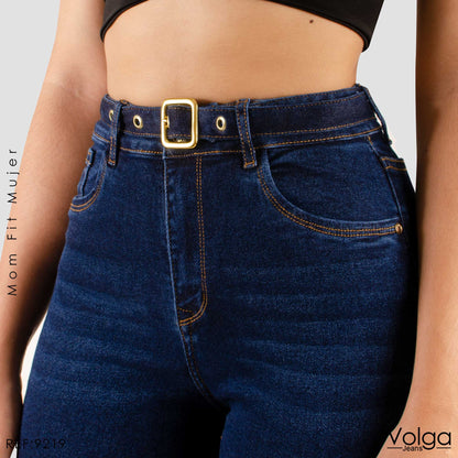 JEANS MUJER MOM FIT TIRO ALTO CON CORREA 9219