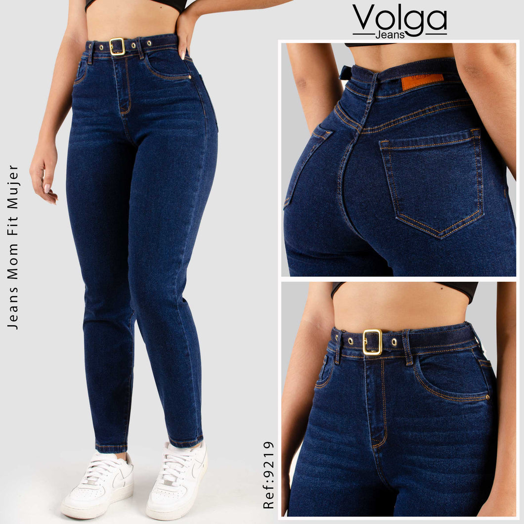 JEANS MUJER MOM FIT TIRO ALTO CON CORREA 9219