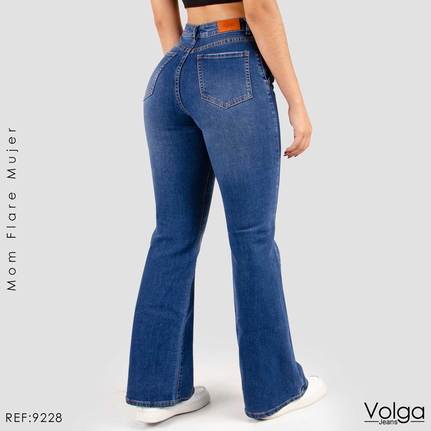 JEANS MUJER MOM FLARE TIRO ALTO 9228