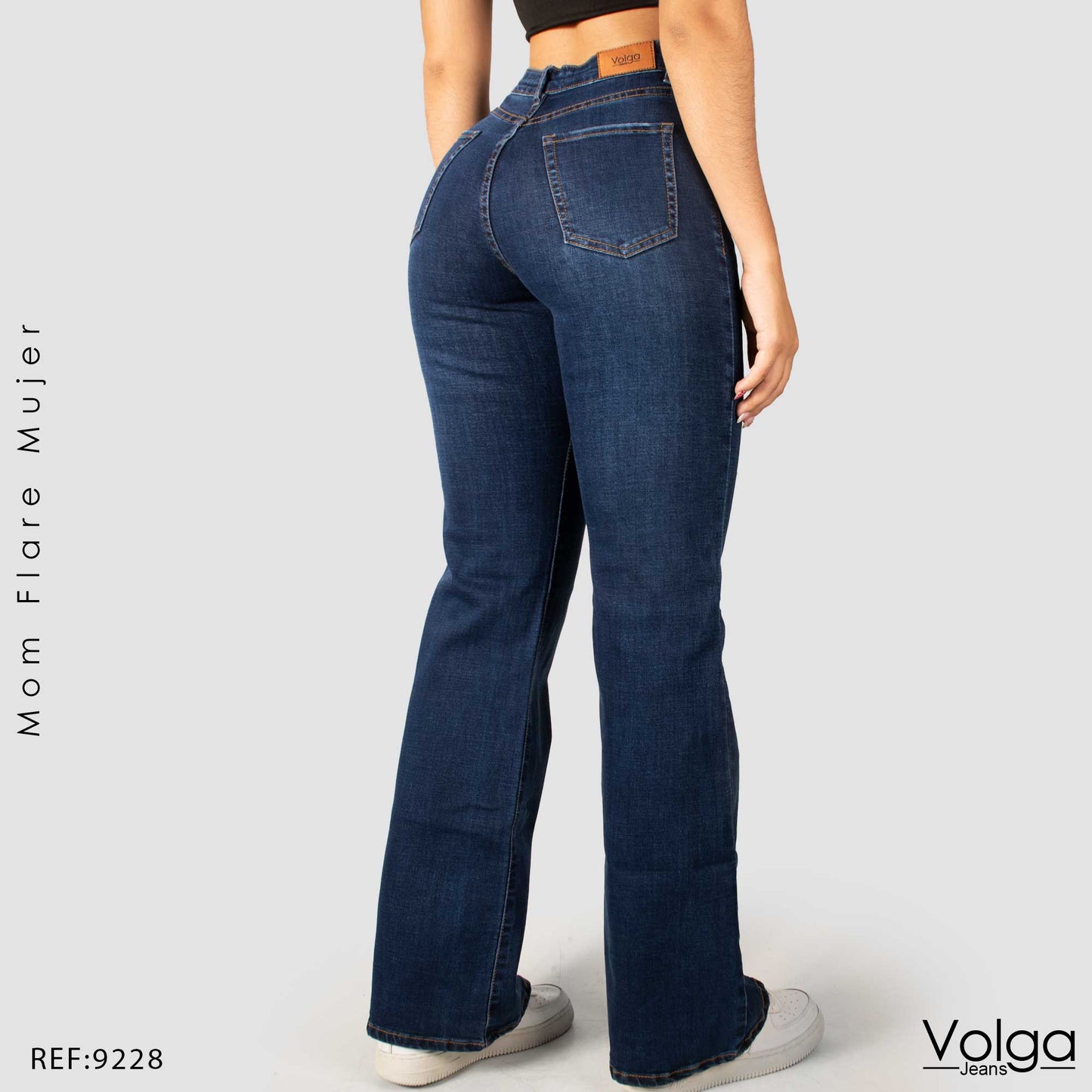 JEANS MUJER MOM FLARE TIRO ALTO 9228 OSCURO