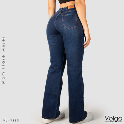 JEANS MUJER MOM FLARE TIRO ALTO 9228 OSCURO