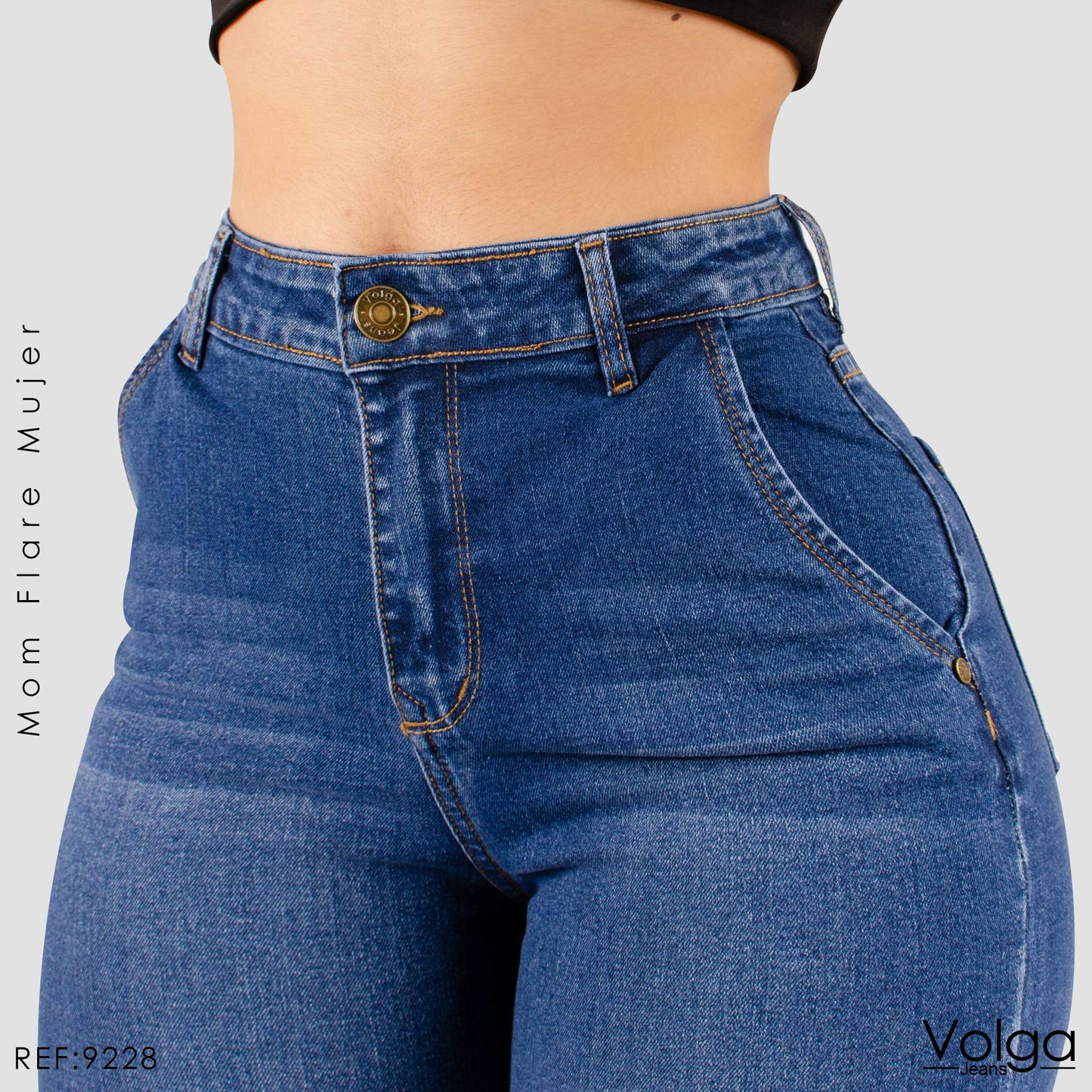 JEANS MUJER MOM FLARE TIRO ALTO 9228