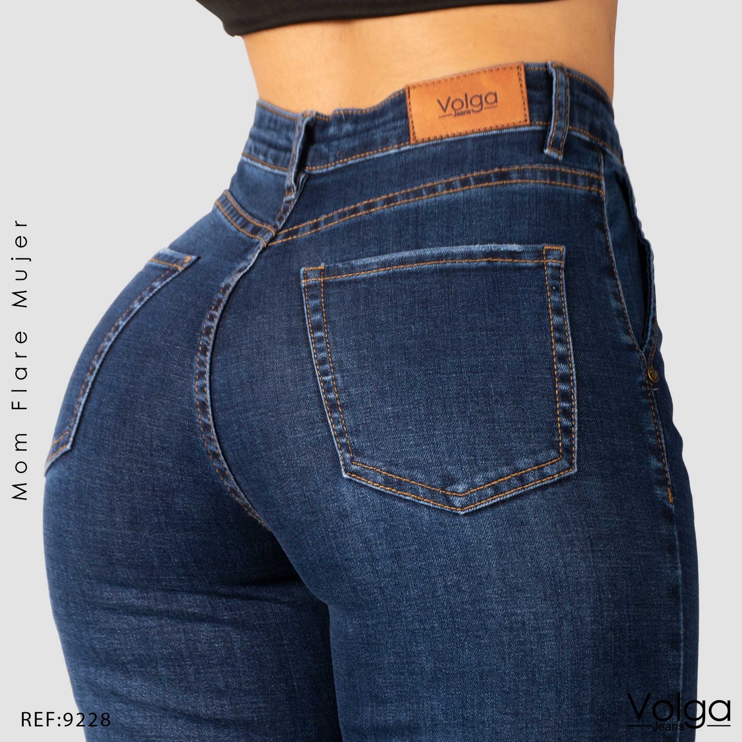 JEANS MUJER MOM FLARE TIRO ALTO 9228 OSCURO