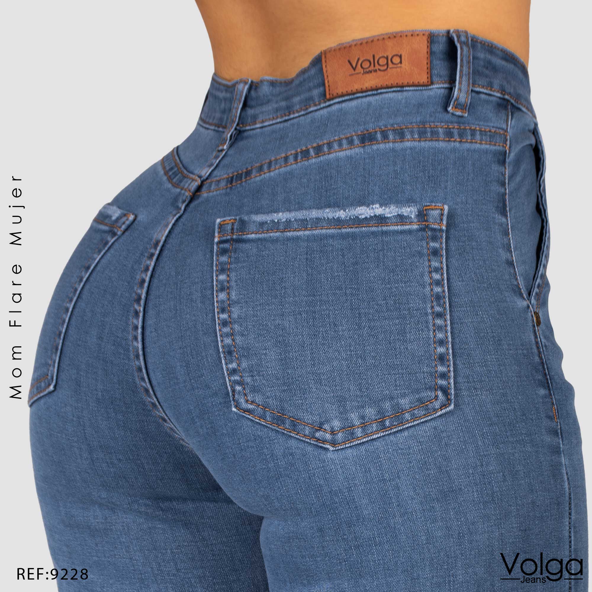 JEANS MUJER MOM FLARE TIRO ALTO 9228 CLARO