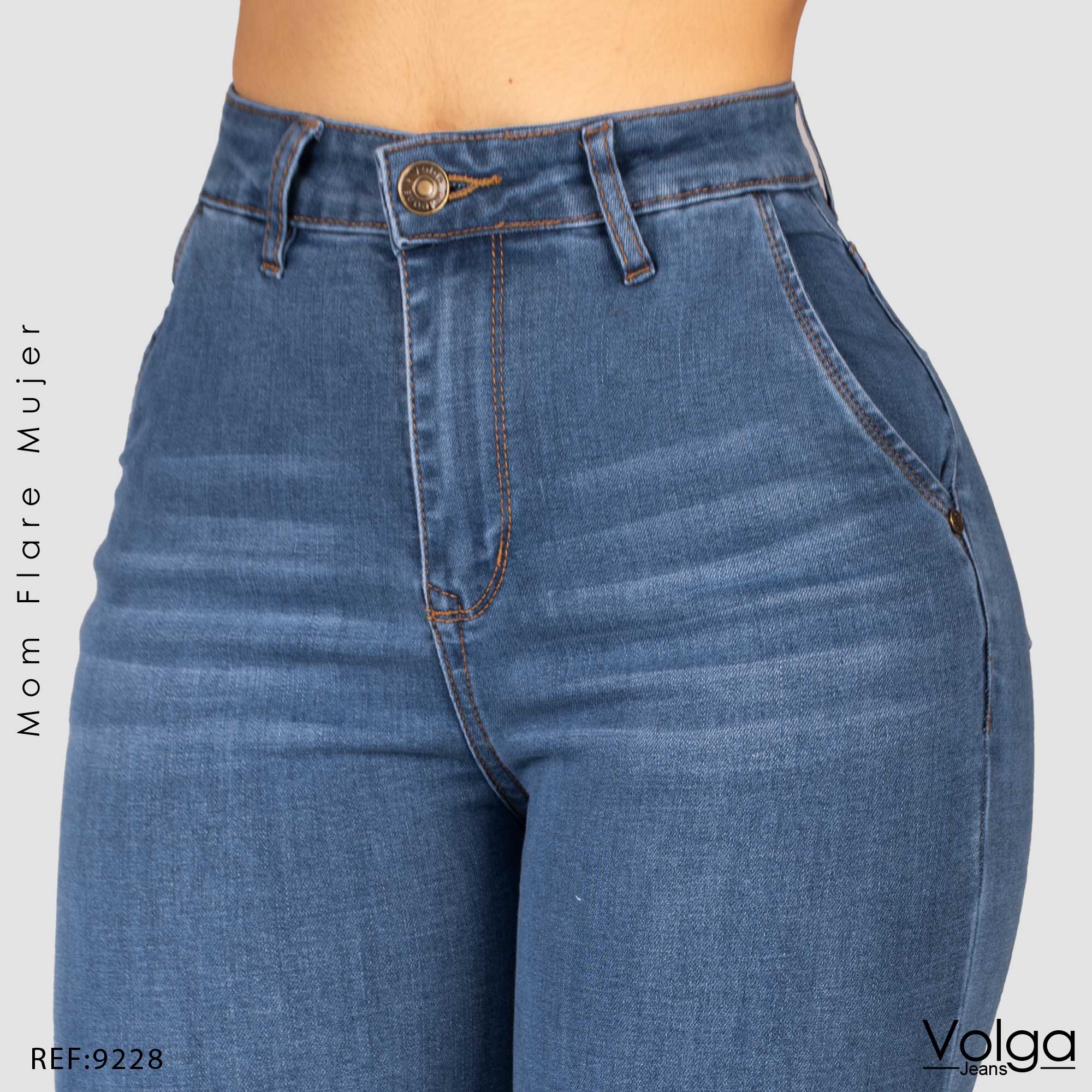 JEANS MUJER MOM FLARE TIRO ALTO 9228 CLARO