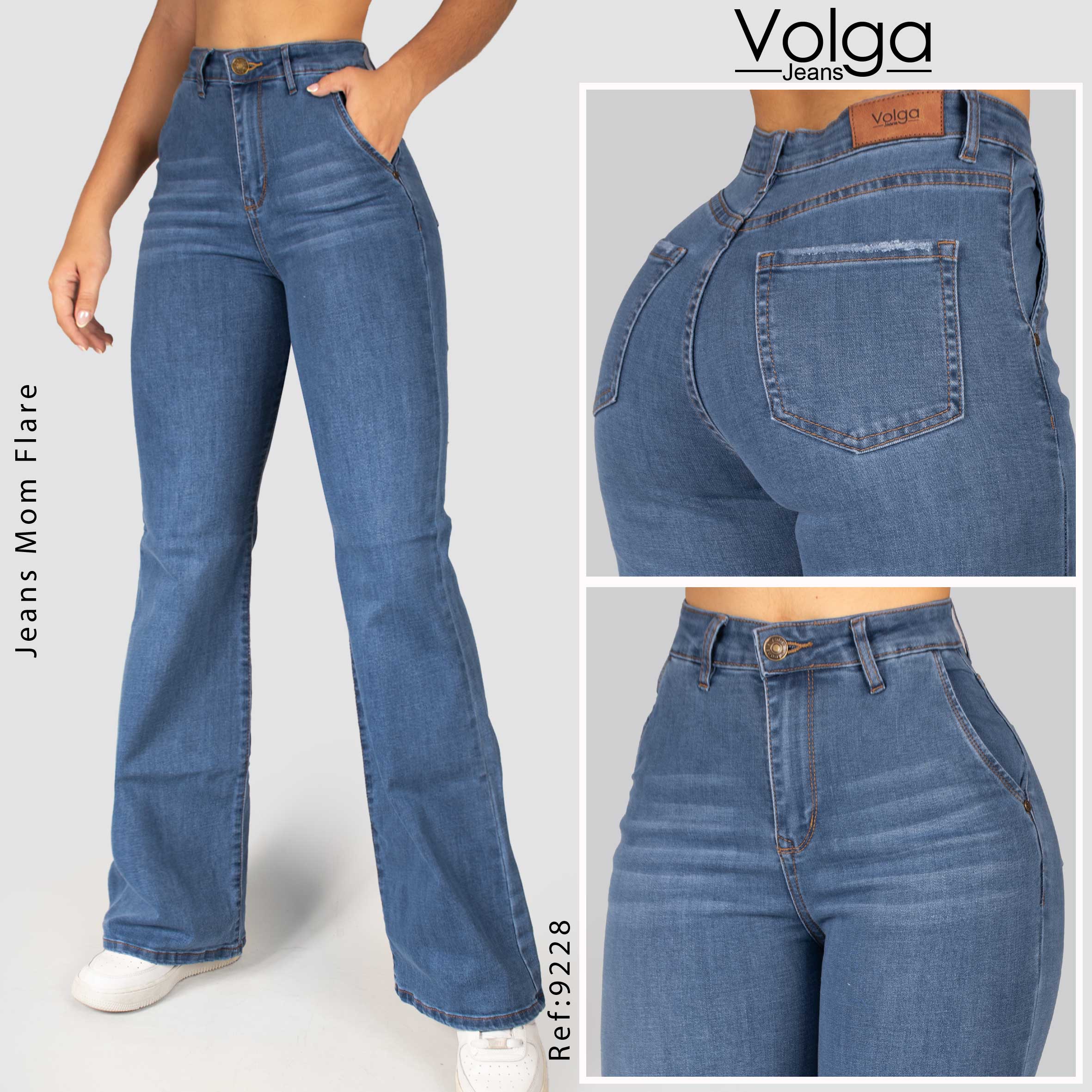 JEANS MUJER MOM FLARE TIRO ALTO 9228 CLARO