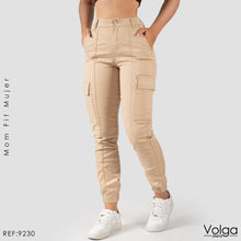 Cargar imagen en el visor de la galería, PANTALON DRILL CARGO MUJER MOM FIT TIRO ALTO 9230
