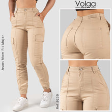 Cargar imagen en el visor de la galería, PANTALON DRILL CARGO MUJER MOM FIT TIRO ALTO 9230
