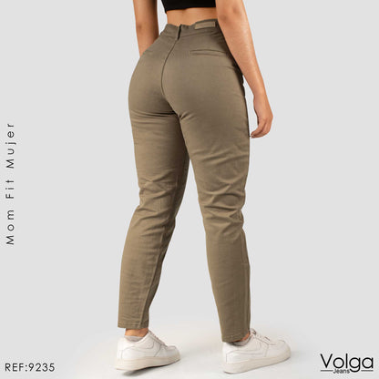 PANTALON DRILL MUJER MOM FIT TIRO ALTO 9235