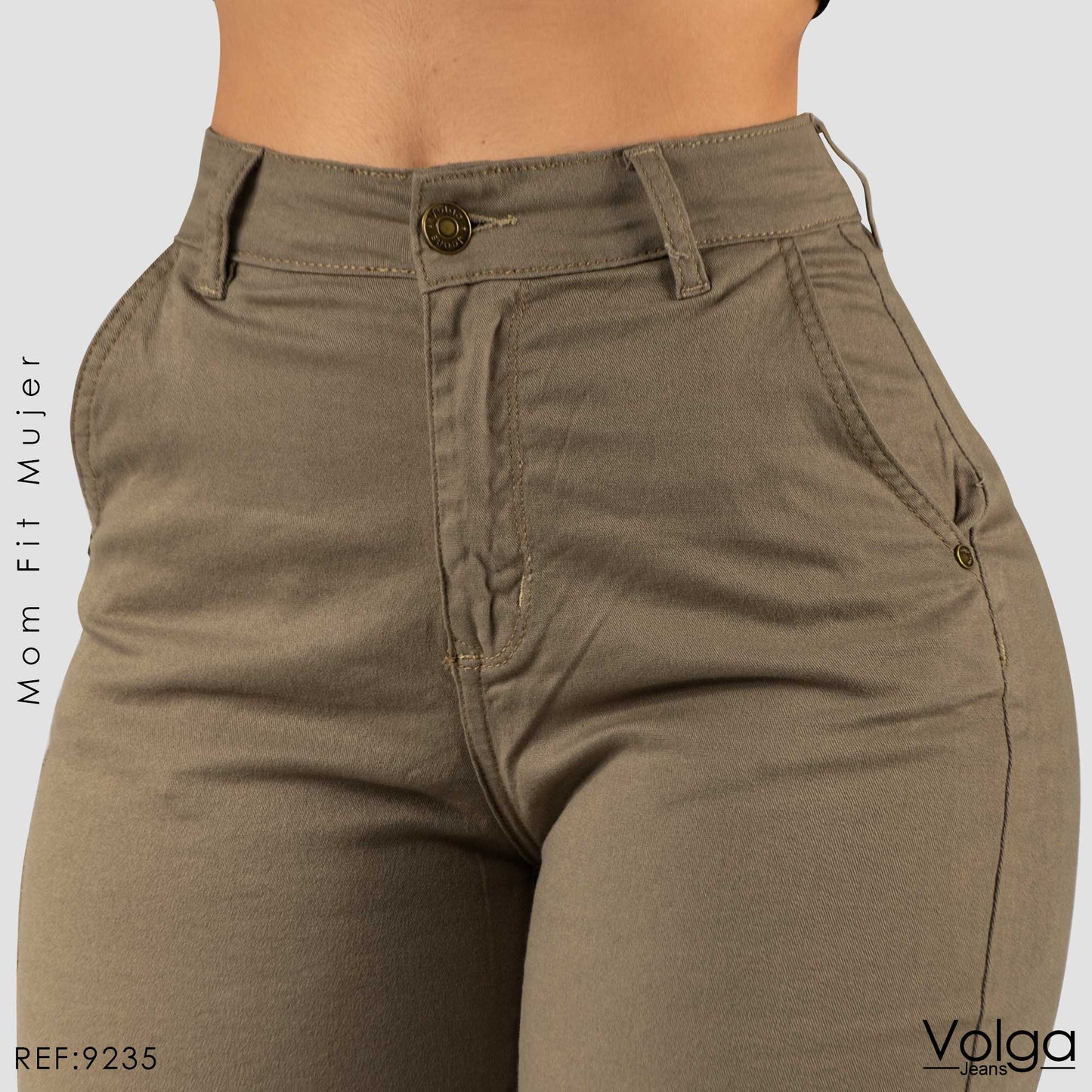 PANTALON DRILL MUJER MOM FIT TIRO ALTO 9235