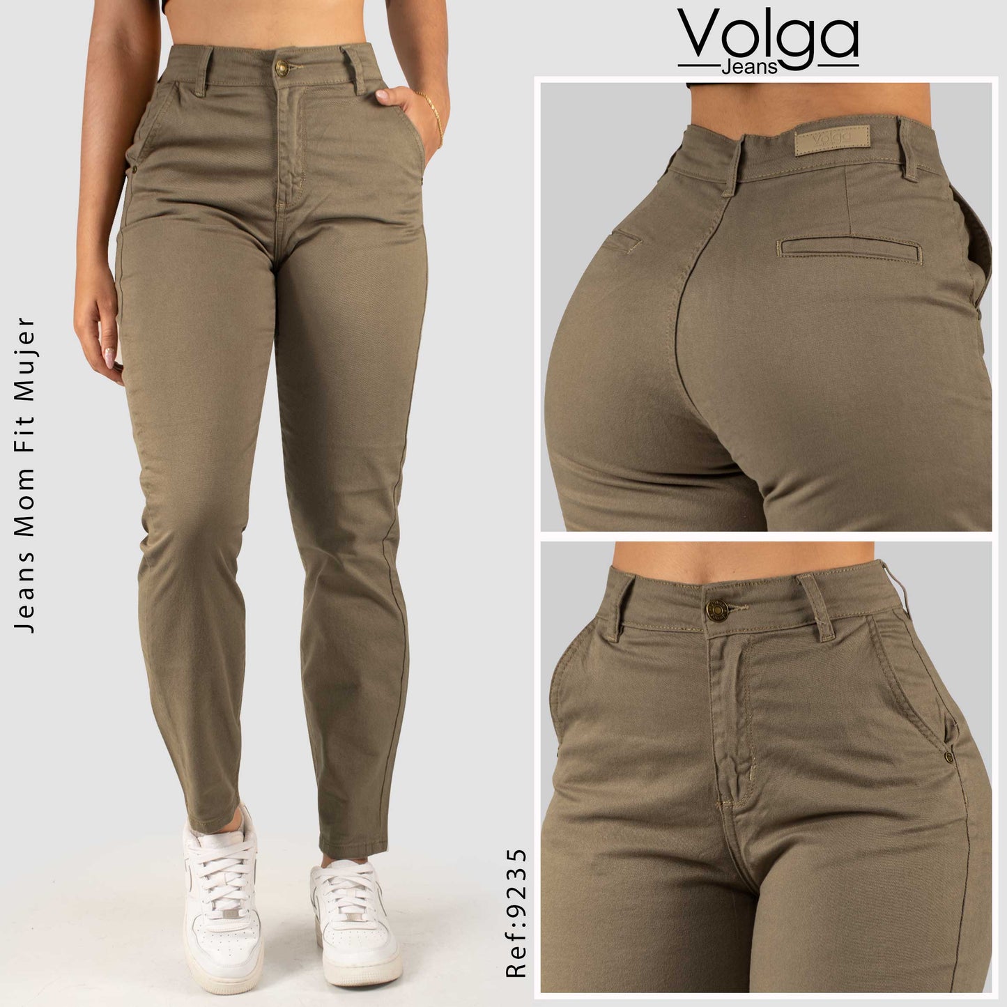 PANTALON DRILL MUJER MOM FIT TIRO ALTO 9235