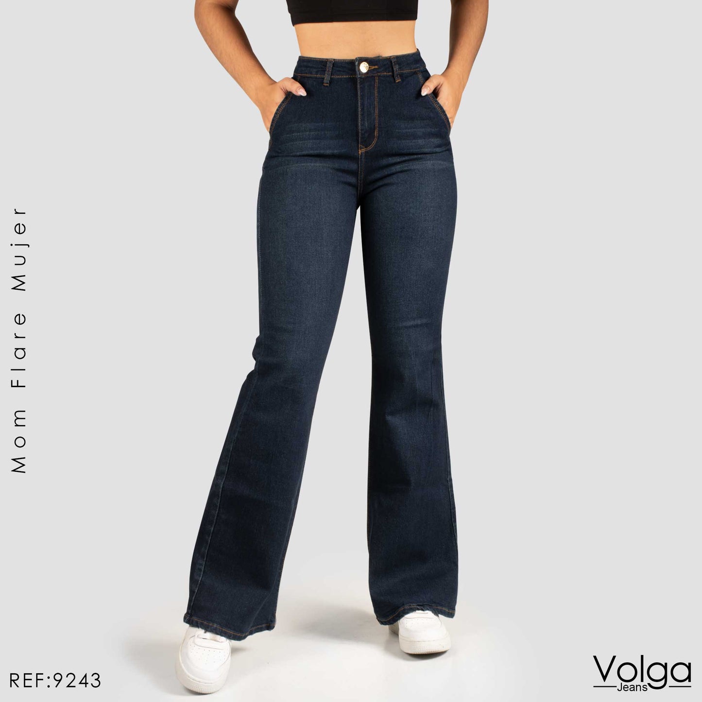 JEANS MUJER MOM FLARE TIRO ALTO 9243
