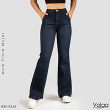 Cargar imagen en el visor de la galería, JEANS MUJER MOM FLARE TIRO ALTO 9243
