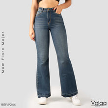 Cargar imagen en el visor de la galería, JEANS MUJER MOM FLARE TIRO ALTO 9244
