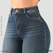 Cargar imagen en el visor de la galería, JEANS MUJER MOM FLARE TIRO ALTO 9244
