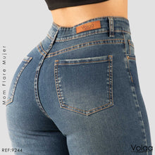 Cargar imagen en el visor de la galería, JEANS MUJER MOM FLARE TIRO ALTO 9244
