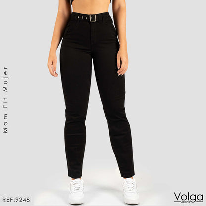 PANTALON DRILL MUJER MOM FIT TIRO ALTO 9248