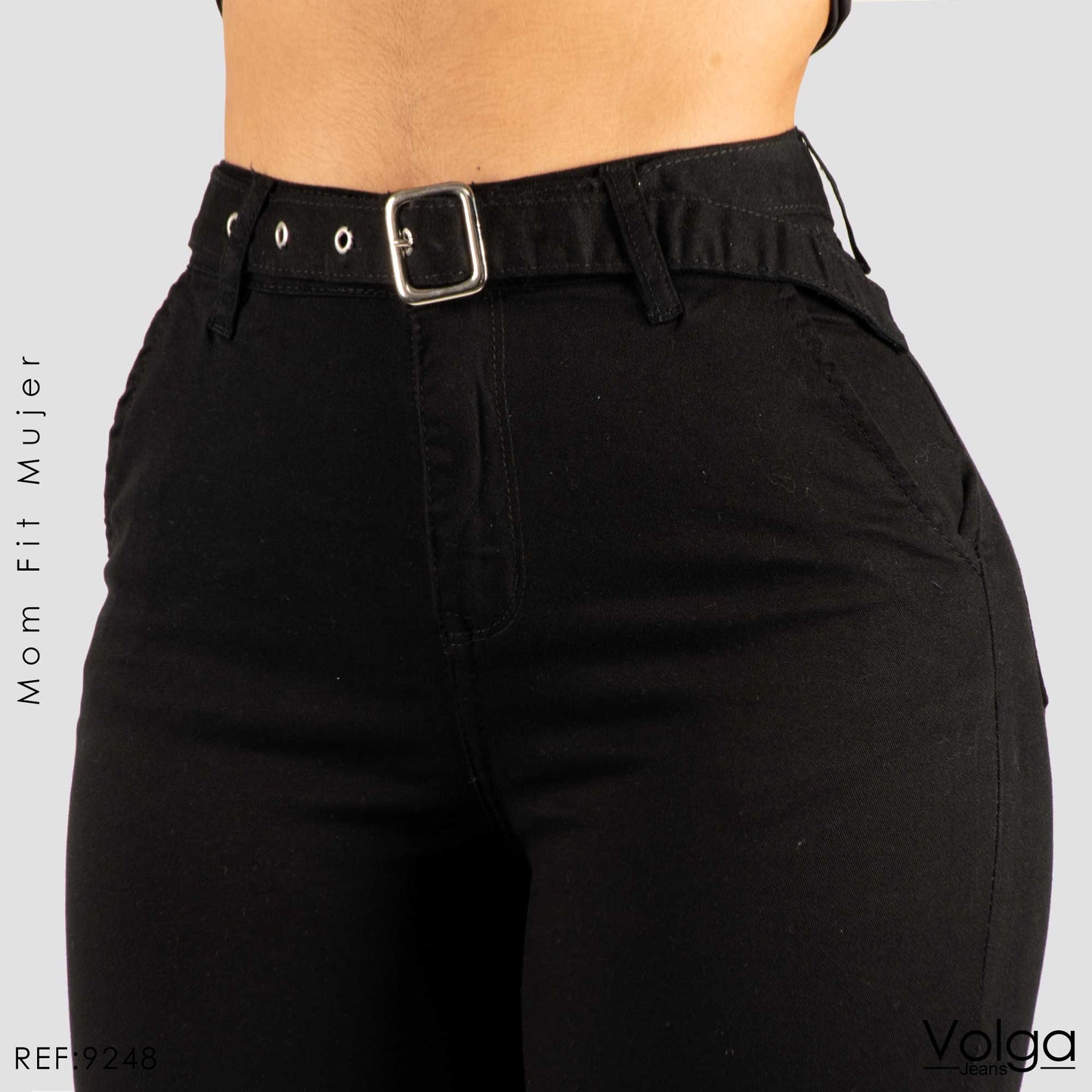 PANTALON DRILL MUJER MOM FIT TIRO ALTO 9248