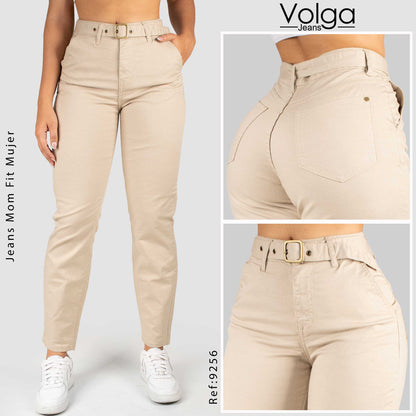 PANTALON DRILL MUJER TIRO ALTO 9256