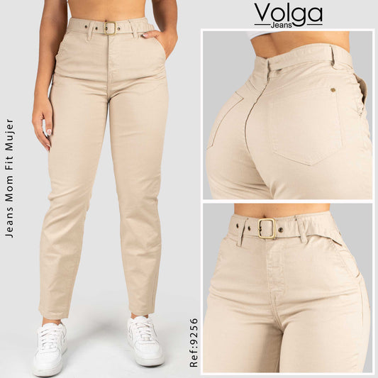 PANTALON DRILL MUJER TIRO ALTO 9256