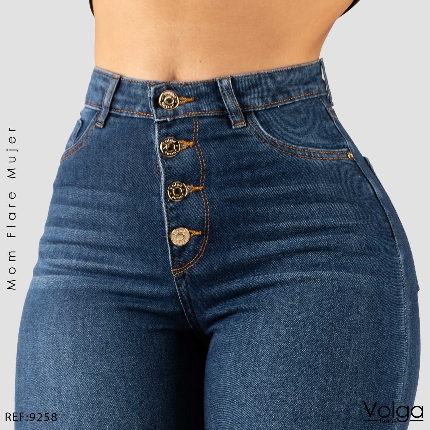 JEANS MUJER MOM FLARE TIRO ALTO 9258