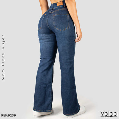 JEANS MUJER MOM FLARE TIRO ALTO 9259
