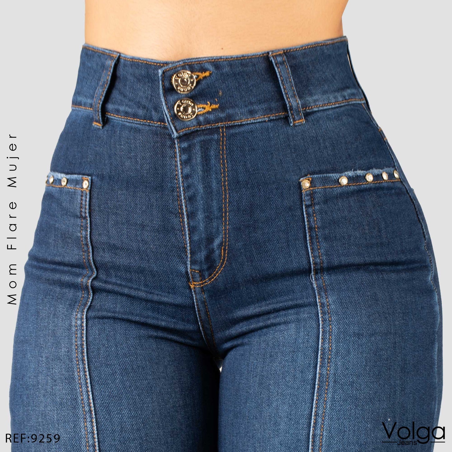JEANS MUJER MOM FLARE TIRO ALTO 9259
