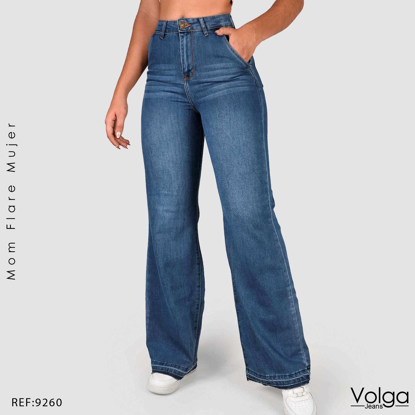 JEANS MUJER MOM FLARE TIRO ALTO 9260