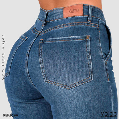 JEANS MUJER MOM FLARE TIRO ALTO 9260