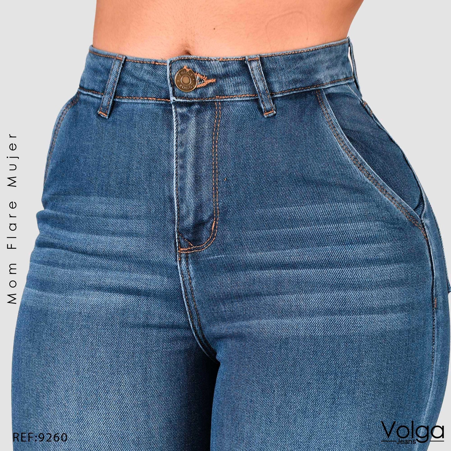 JEANS MUJER MOM FLARE TIRO ALTO 9260