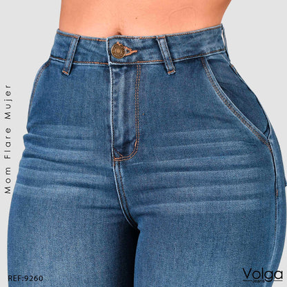 JEANS MUJER MOM FLARE TIRO ALTO 9260