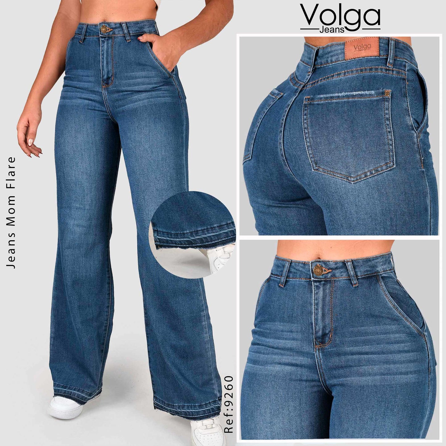 JEANS MUJER MOM FLARE TIRO ALTO 9260