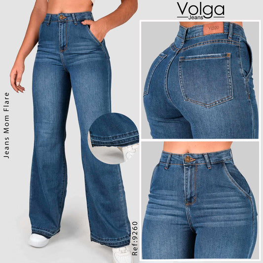 JEANS MUJER MOM FLARE TIRO ALTO 9260