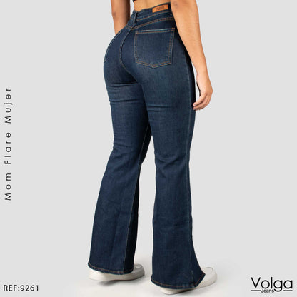 JEANS MUJER MOM FLARE TIRO ALTO 9261