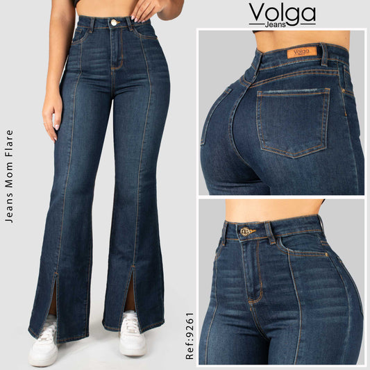 JEANS MUJER MOM FLARE TIRO ALTO 9261