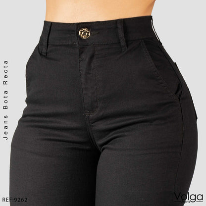 PANTALON DRILL MUJER BOTA RECTA TIRO ALTO 9262