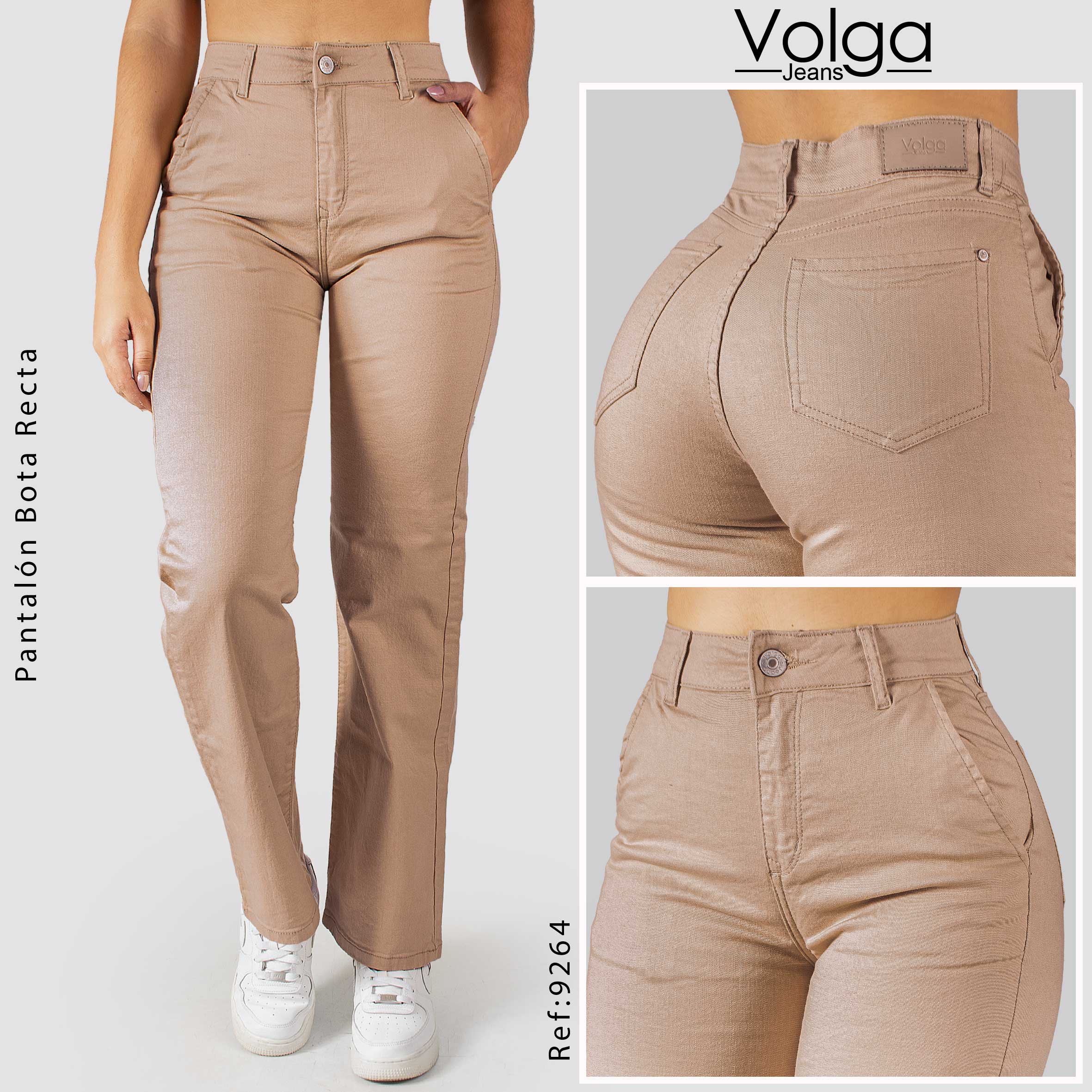 PANTALON DRILL MUJER BOTA RECTA TIRO ALTO 9263