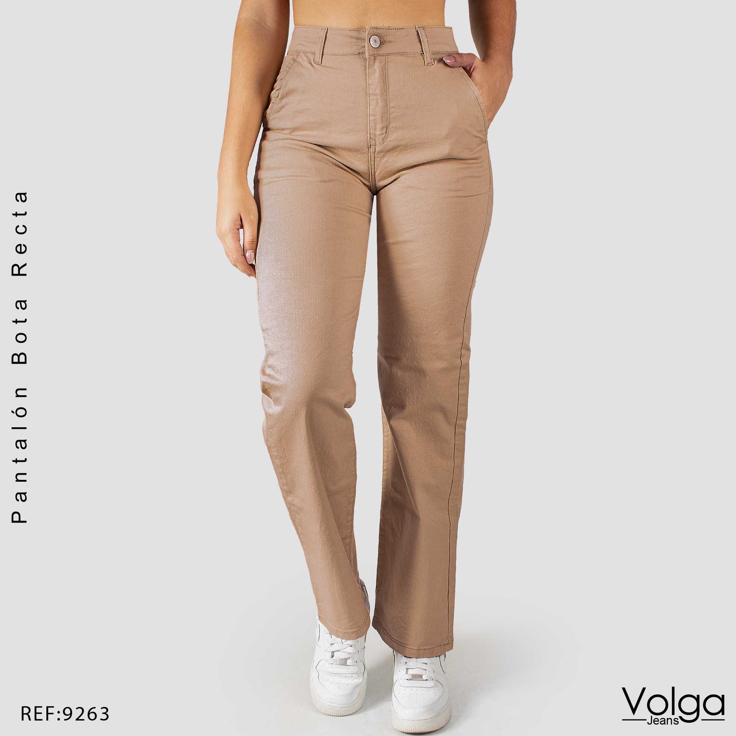 PANTALON DRILL MUJER BOTA RECTA TIRO ALTO 9263