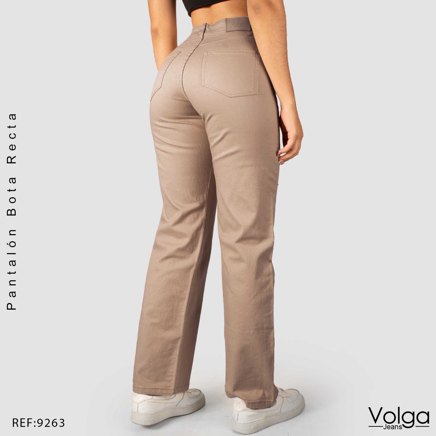 PANTALON DRILL MUJER BOTA RECTA TIRO ALTO 9263