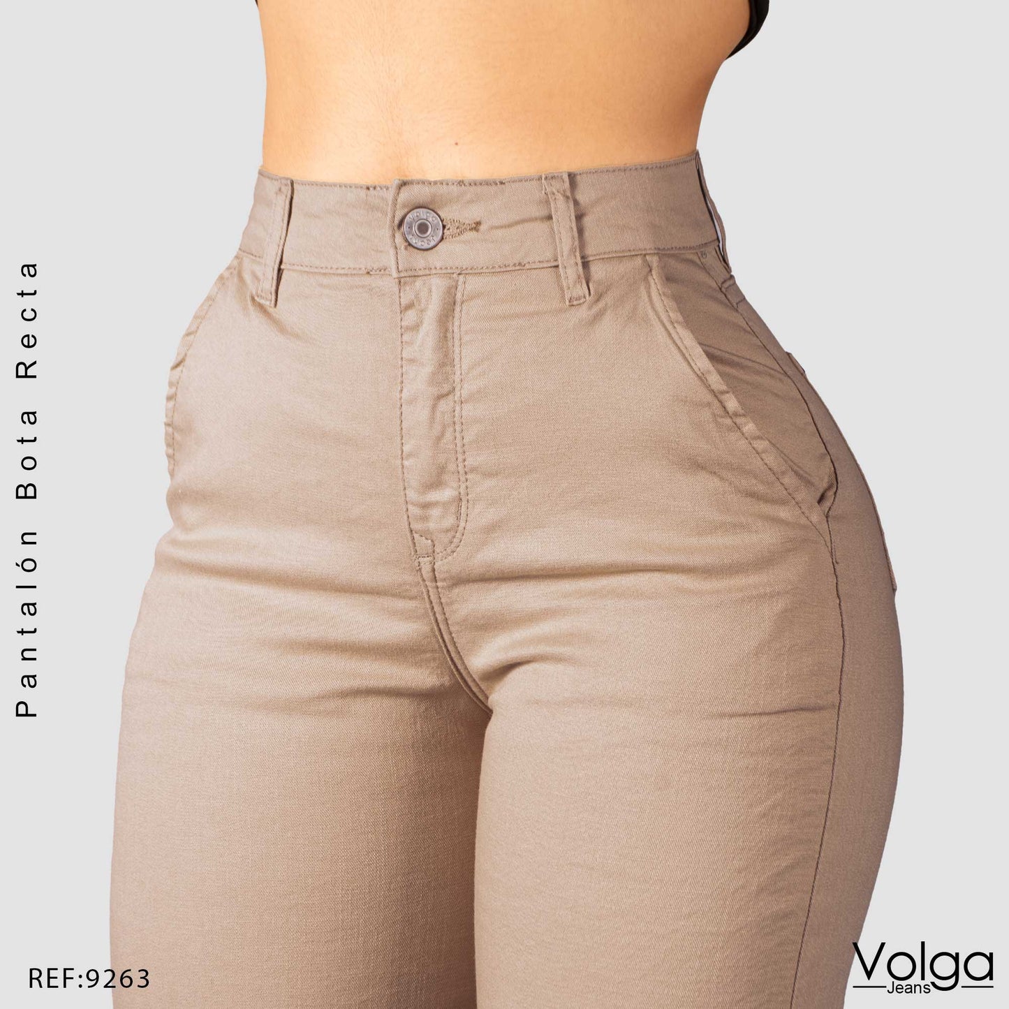 PANTALON DRILL MUJER BOTA RECTA TIRO ALTO 9263