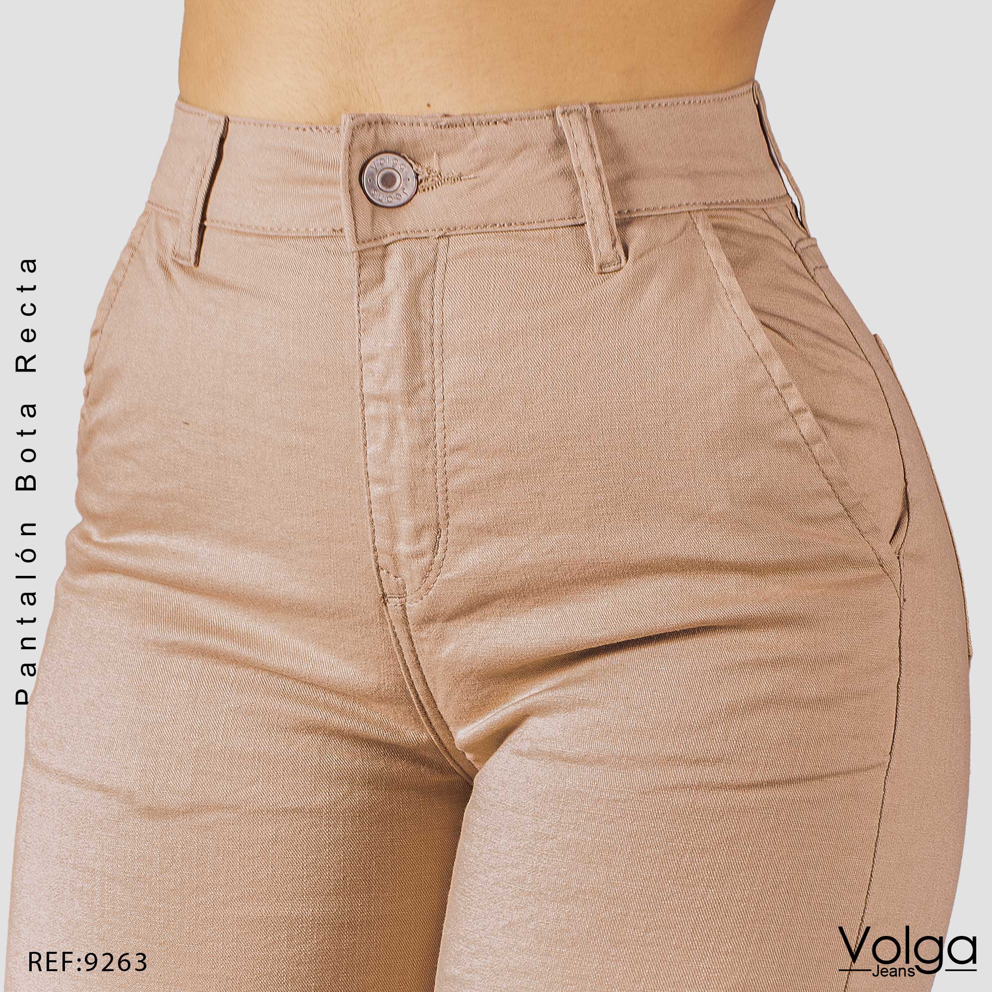 PANTALON DRILL MUJER BOTA RECTA TIRO ALTO 9263