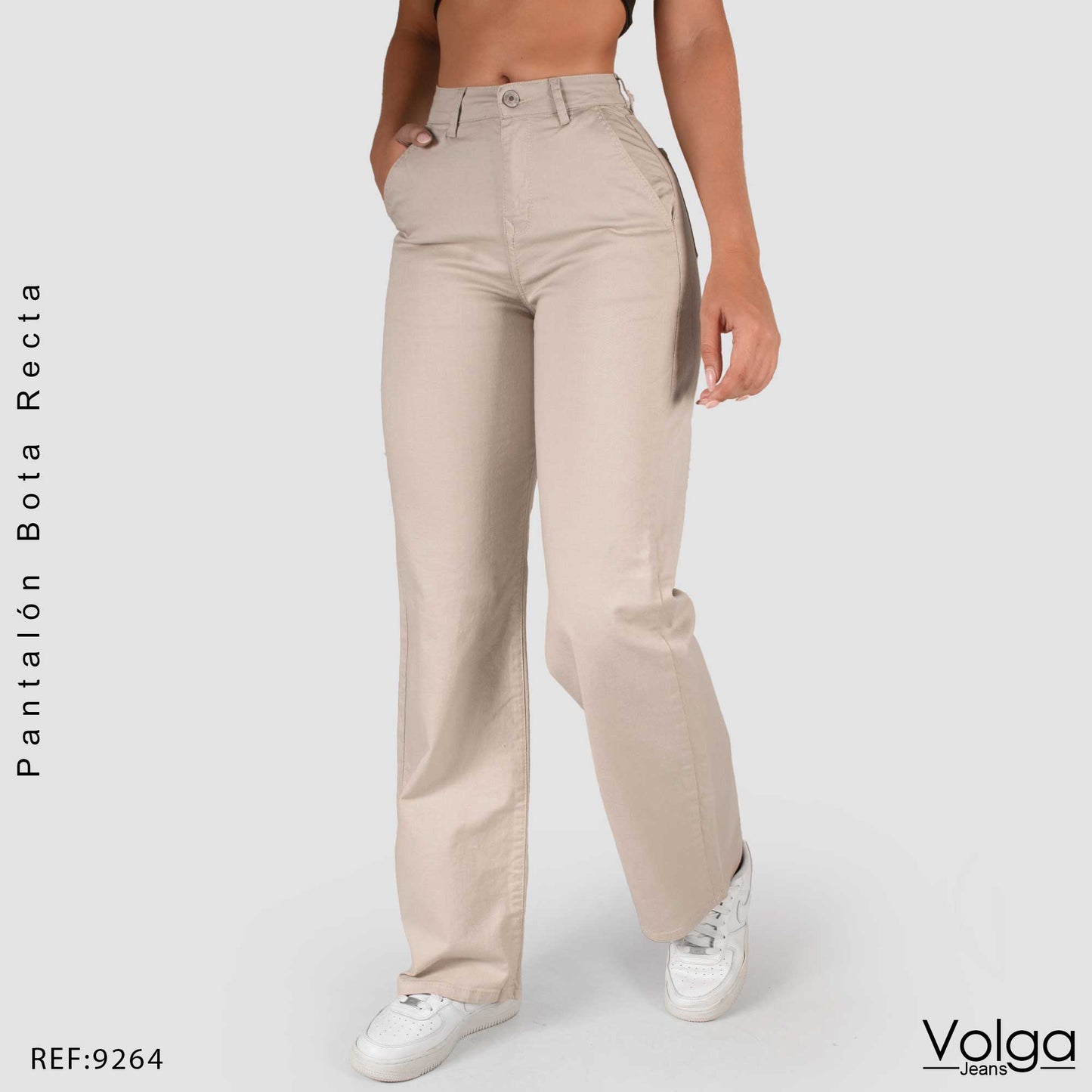 PANTALON DRILL MUJER BOTA RECTA TIRO ALTO 9264