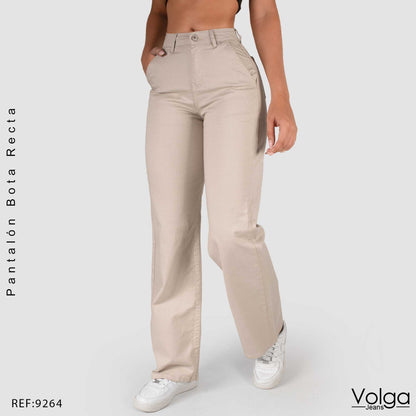 PANTALON DRILL MUJER BOTA RECTA TIRO ALTO 9264