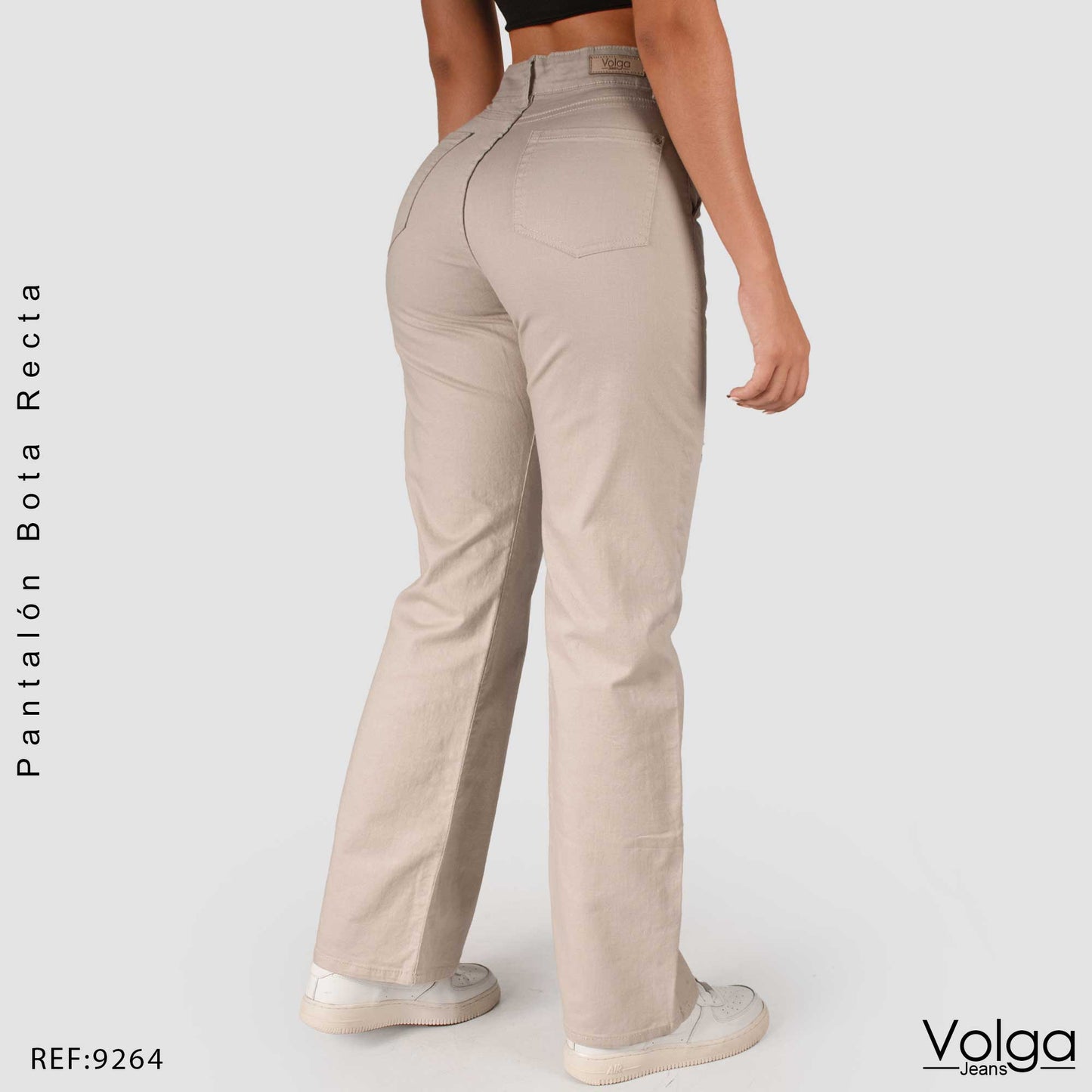 PANTALON DRILL MUJER BOTA RECTA TIRO ALTO 9264