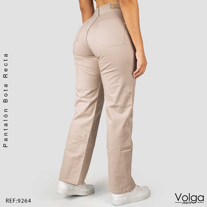 PANTALON DRILL MUJER BOTA RECTA TIRO ALTO 9264