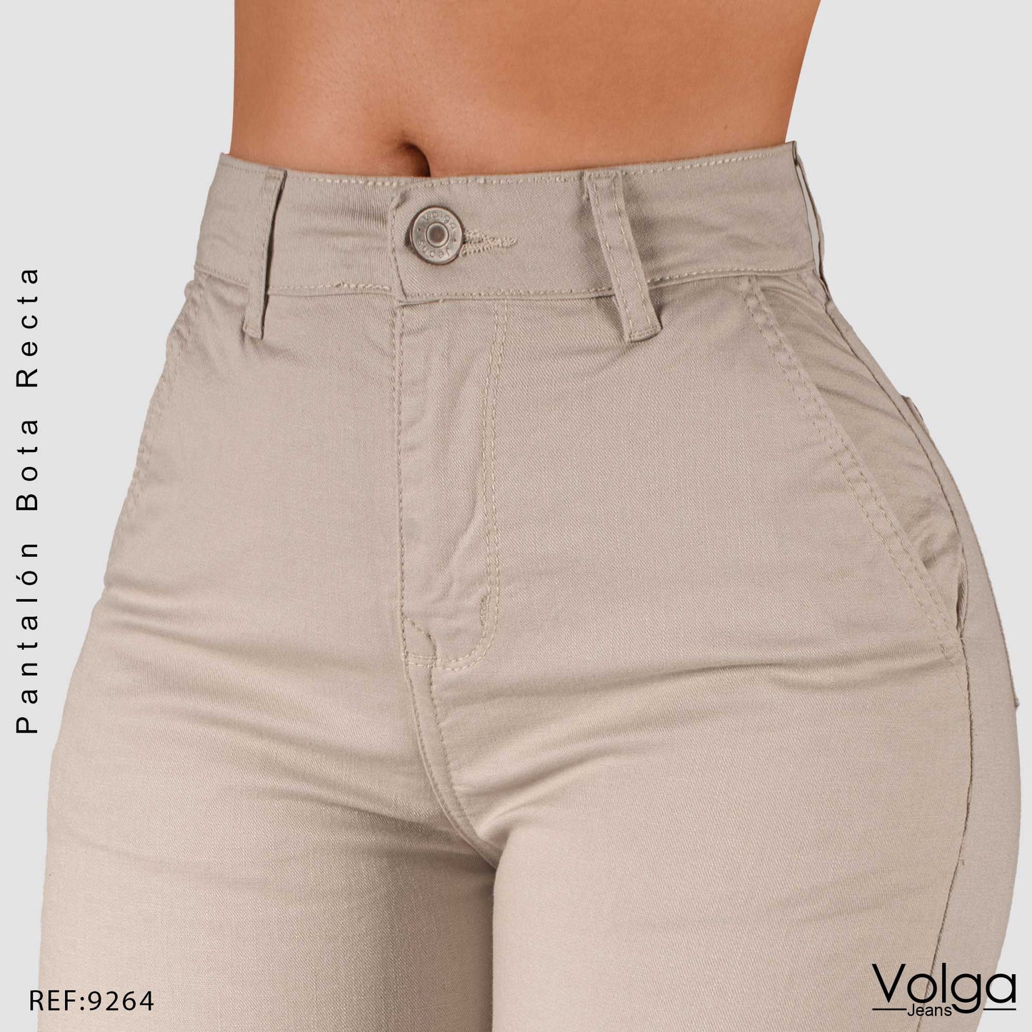 PANTALON DRILL MUJER BOTA RECTA TIRO ALTO 9264