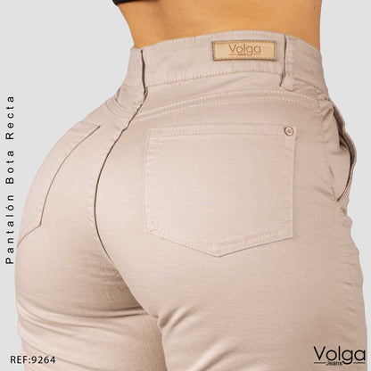 PANTALON DRILL MUJER BOTA RECTA TIRO ALTO 9264